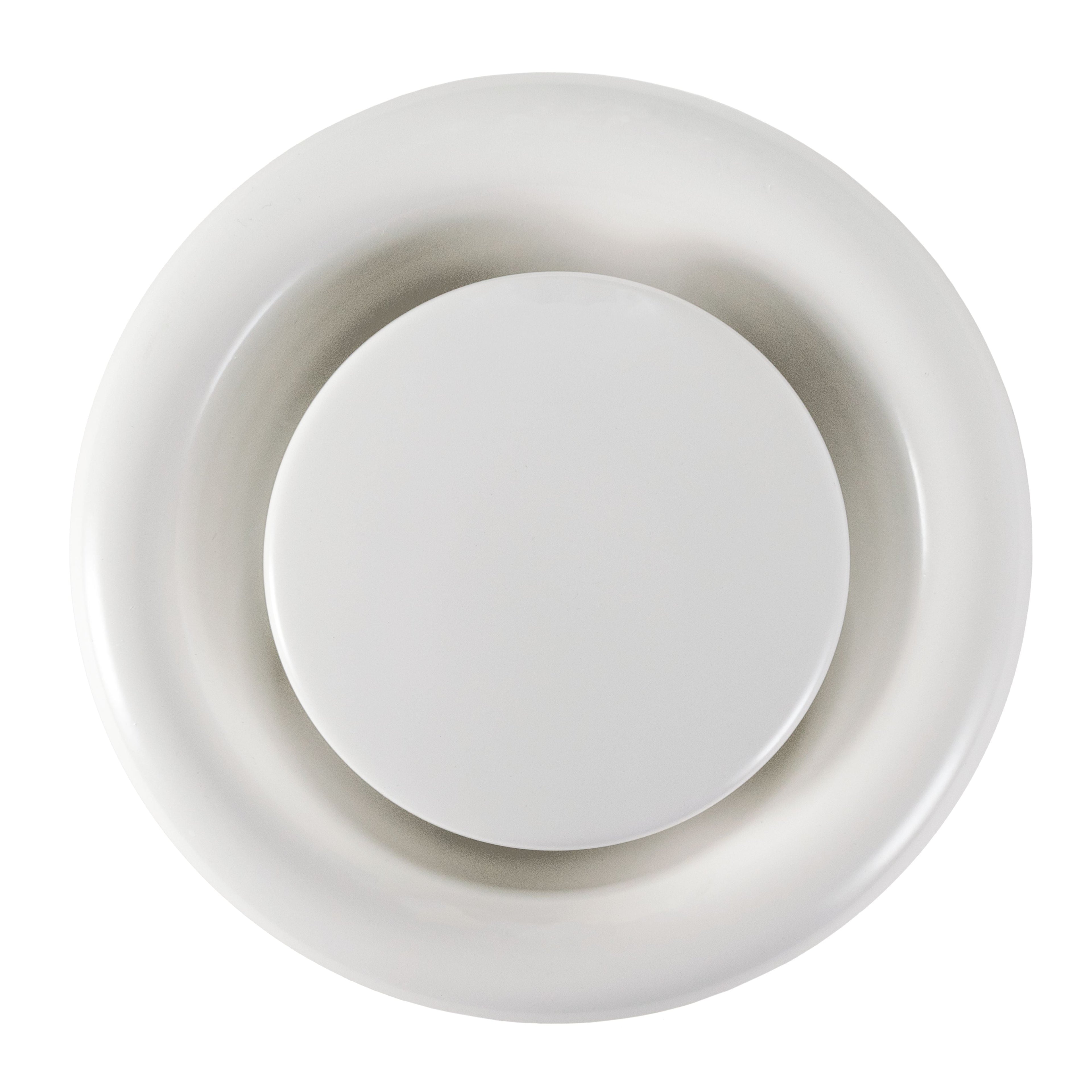 White Metal Extract Ceiling Valve 125mm - Anemostat EV
