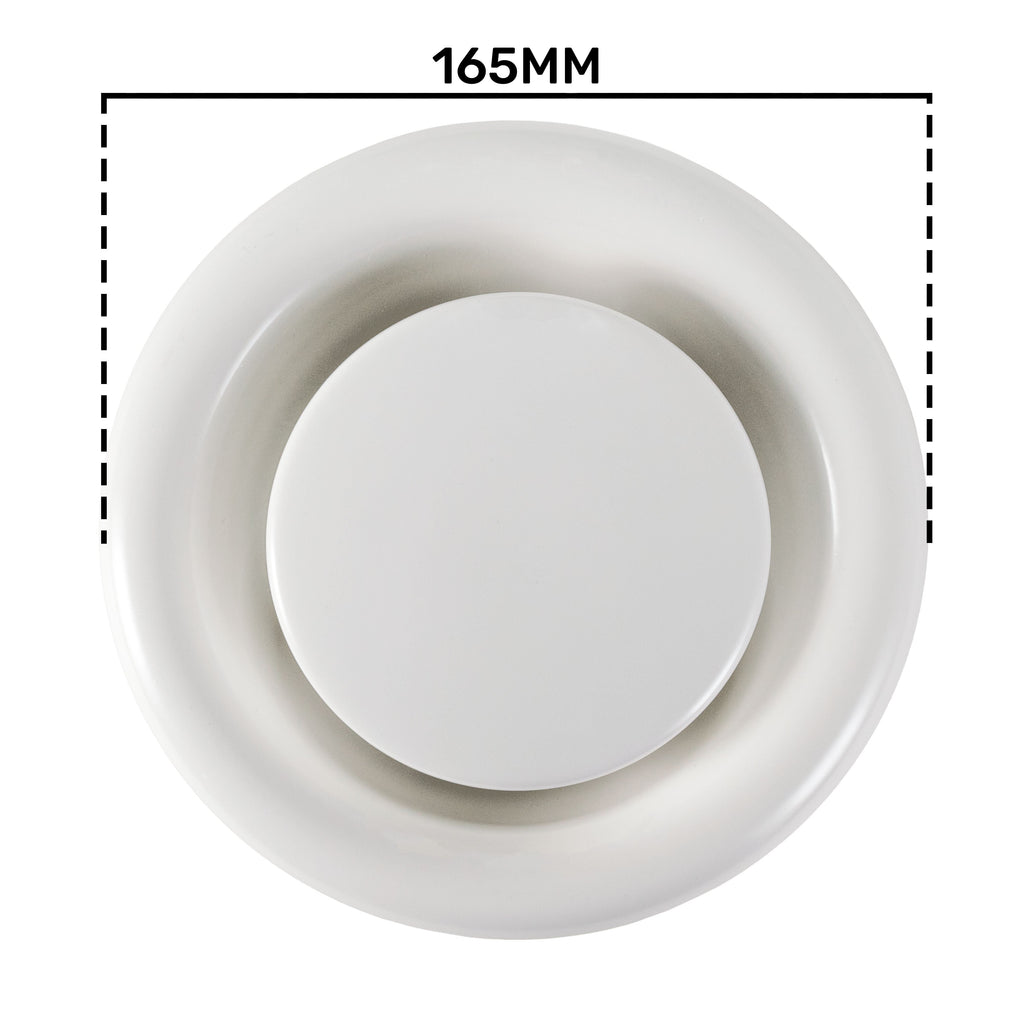 White Metal Extract Ceiling Valve 125mm - Anemostat EV