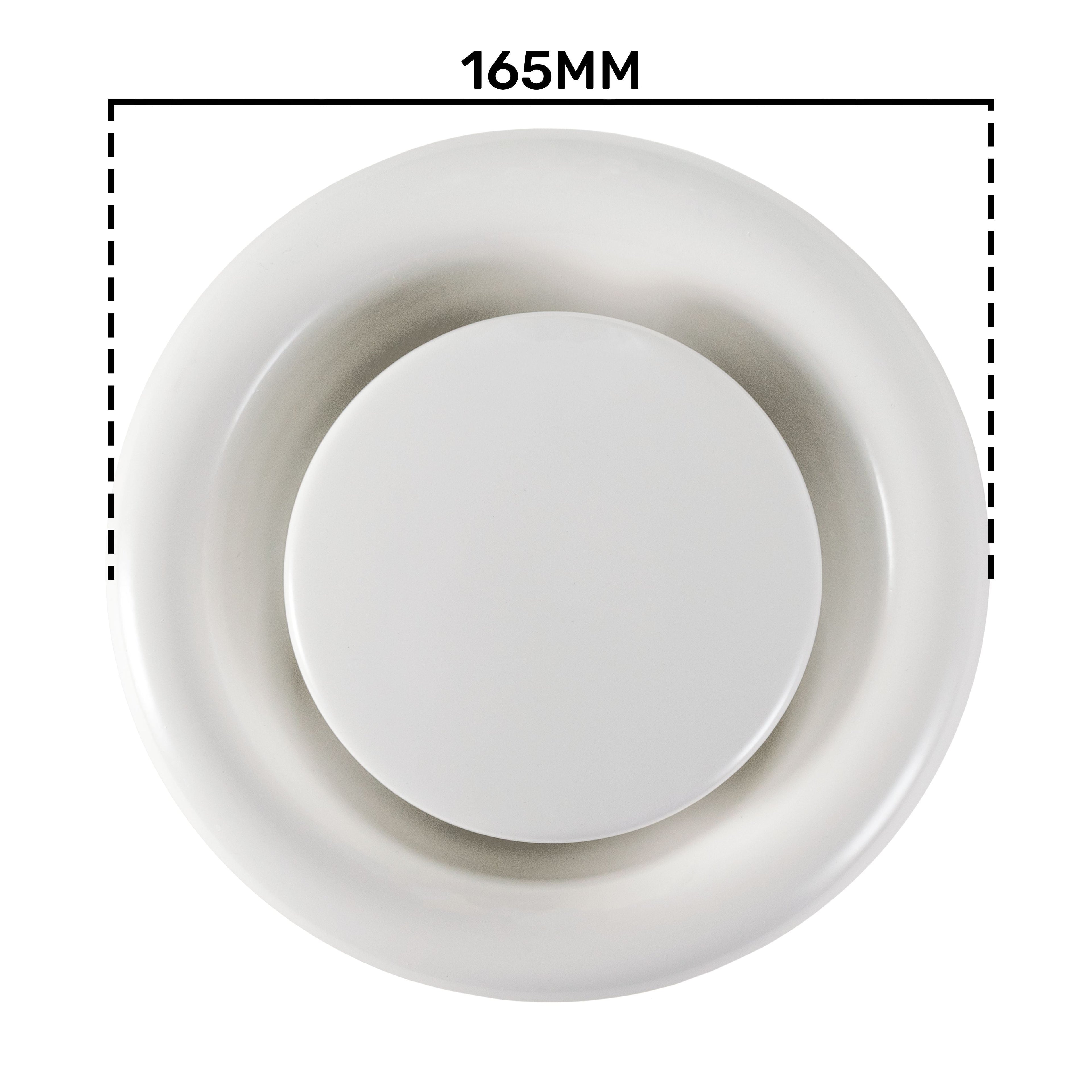 White Metal Extract Ceiling Valve 125mm - Anemostat EV