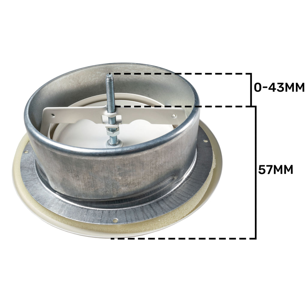 White Metal Extract Ceiling Valve 125mm - Anemostat EV