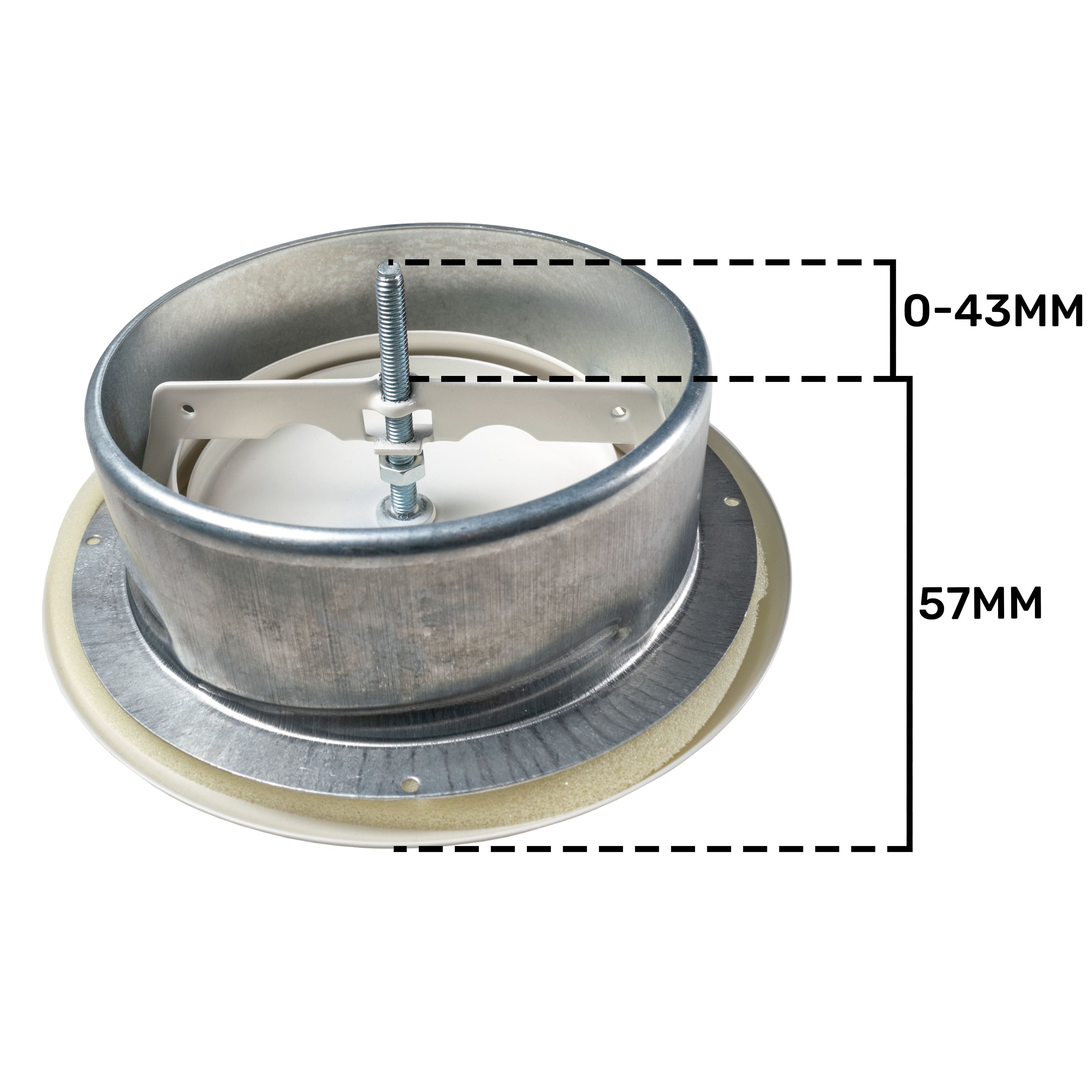 White Metal Extract Ceiling Valve 125mm - Anemostat EV