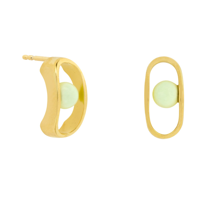 Ohrstecker aus Lemon-Grünem Chrysopras und Gold