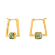 Gold Deco Square Agate Hoops