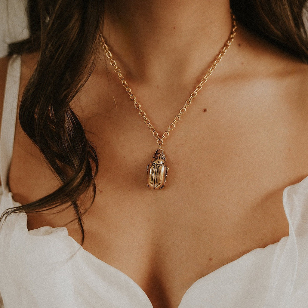 Gold Beetle Necklace
