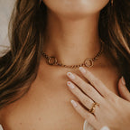 Aura O Ring Gold Curb Chain Choker Necklace