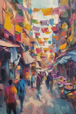 Vibrant Marketplace Canvas