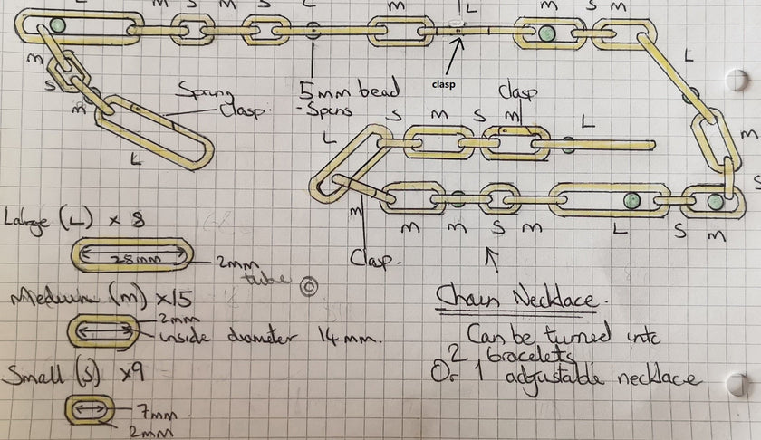 Einzigartiges, einmaliges Armband/Halskette aus Hämatit mit anpassbarer Silberkette