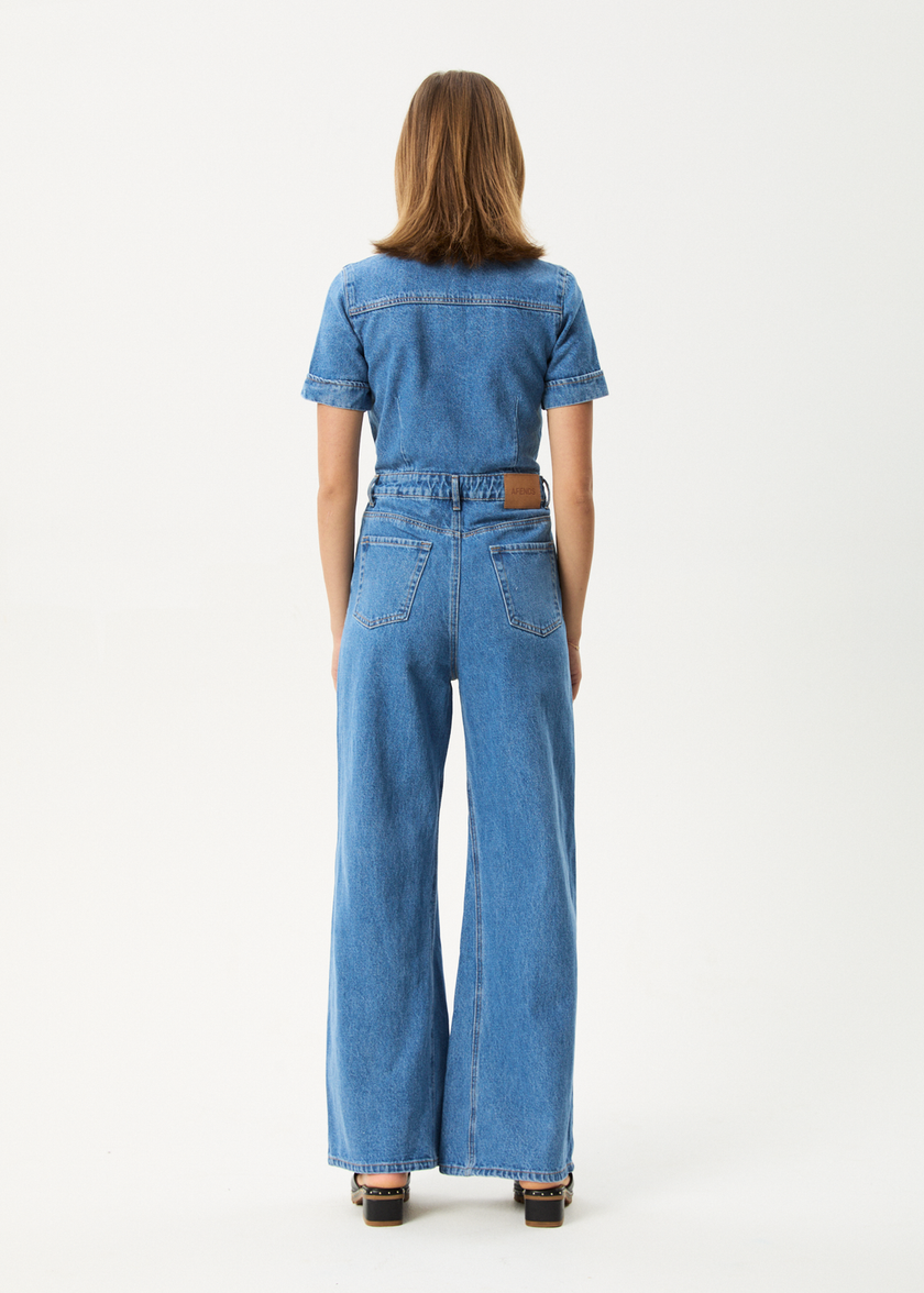 Afends Miami- Denim Flared Jumpsuit