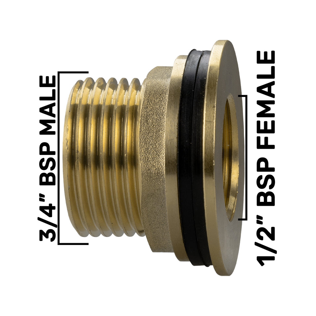 Water Butt Brass Kit 3/4" with Lever Tap Hose Barb and Lever Lock and Drill Bit