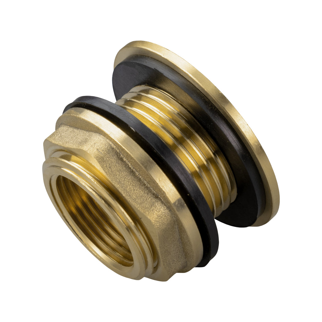 Water Butt Brass Kit 3/4" with Extended Brass Chrome Tap 1/2"  Barb