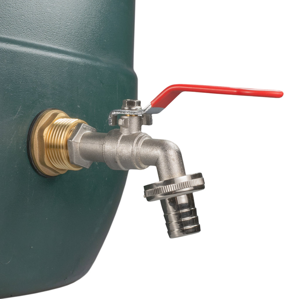 Water Butt Brass Kit 3/4" with Barbed Lever Tap and Drill Bit