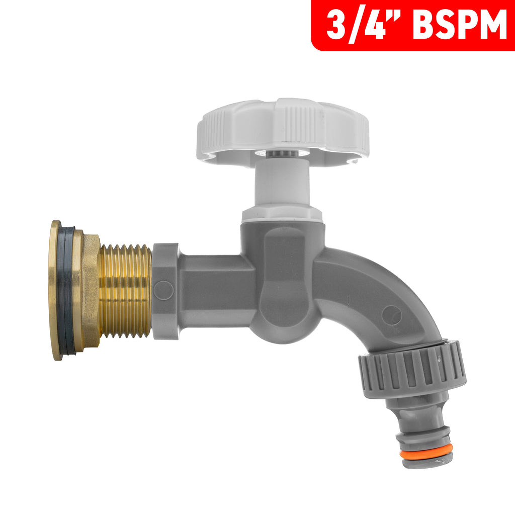 Water Butt Brass Kit 3/4" with Grey Dial Tap and Drill Bit