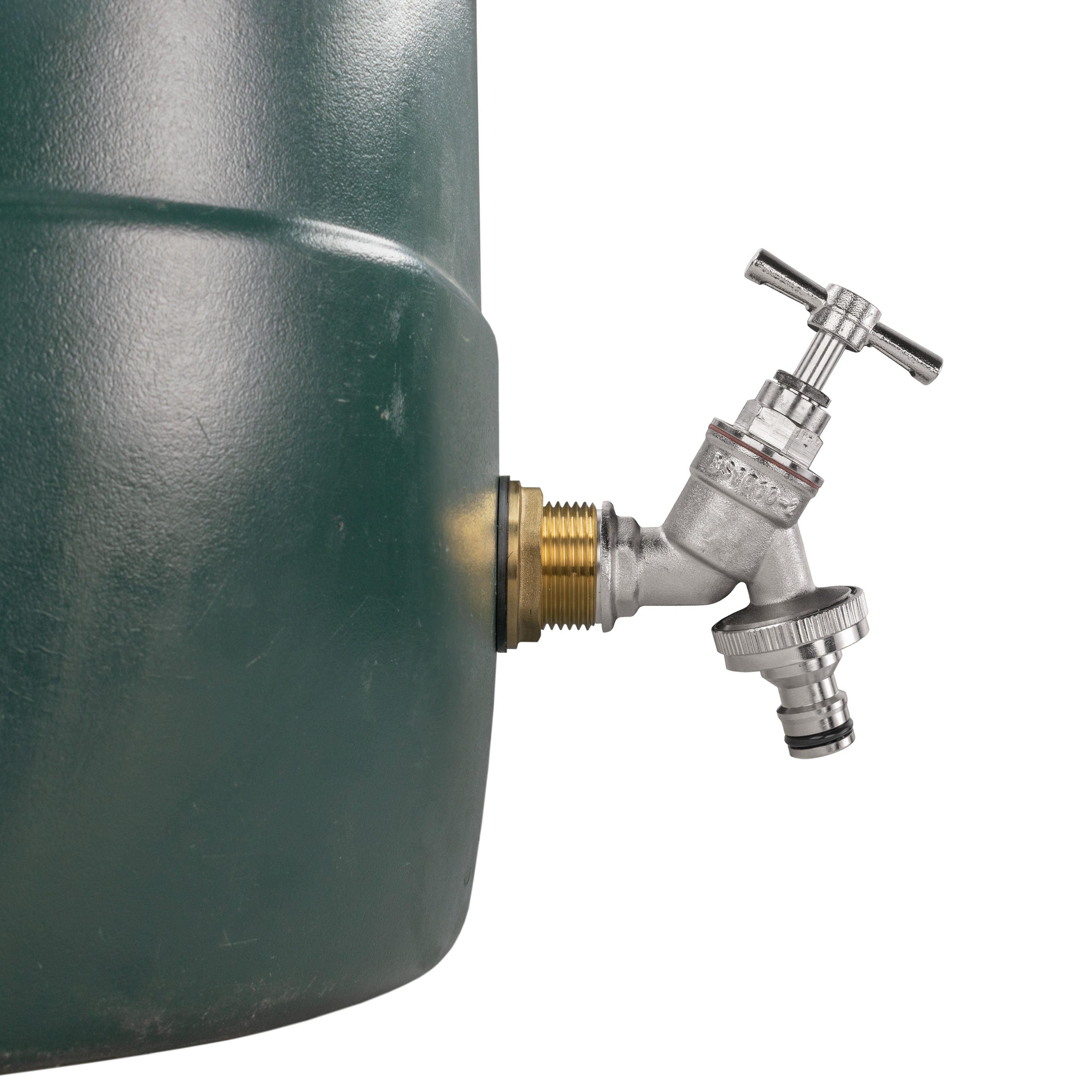 Water Butt Brass Kit 3/4" with Nickel Plated Brass Quick Connect Tap and Drill Bit