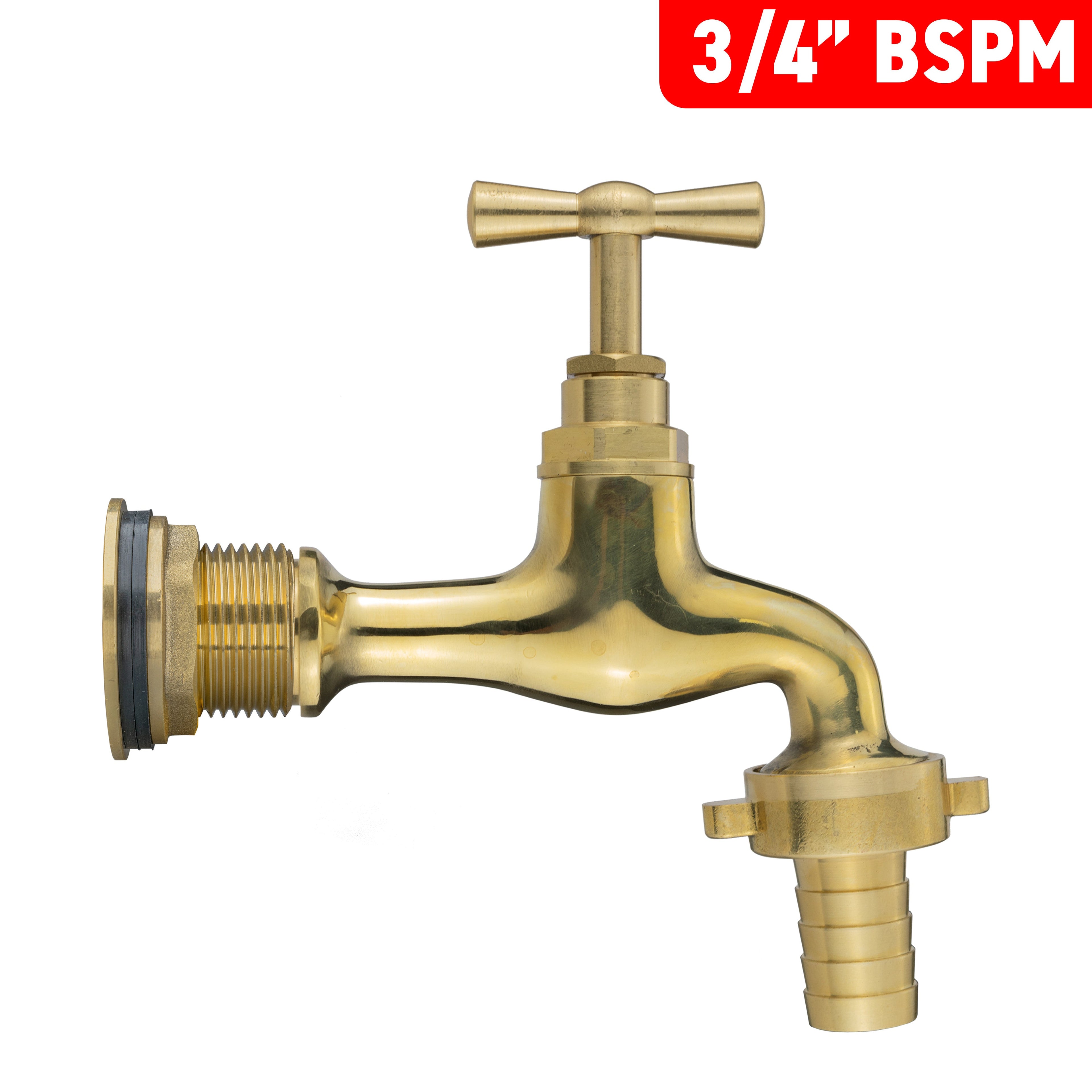 Water Butt Brass Kit 3/4" with 15mm Barbed Polished Brass Tap and Drill Bit