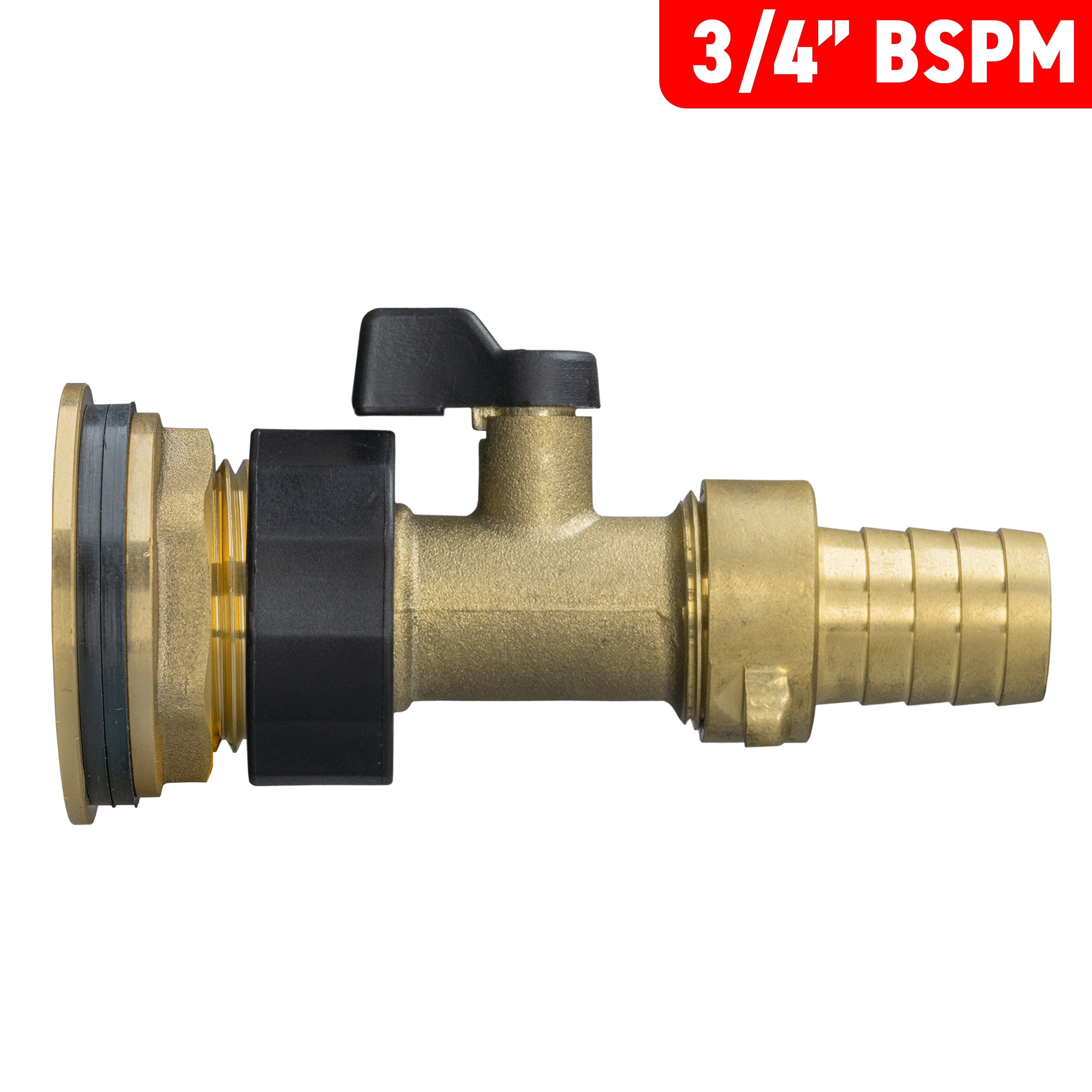 Water Butt Brass Kit 3/4" with Brass Valve + 19mm Barb
