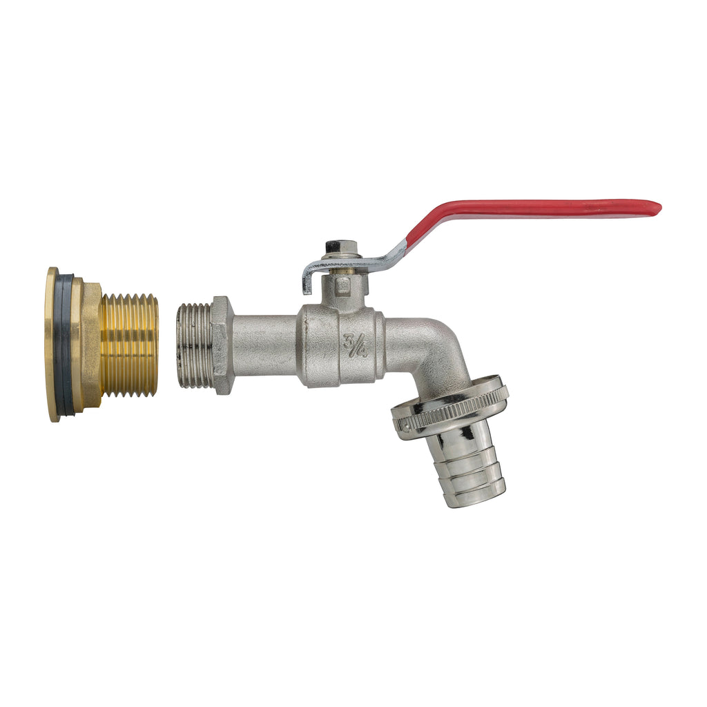 Water Butt Brass Kit 1" with Barbed Lever Tap