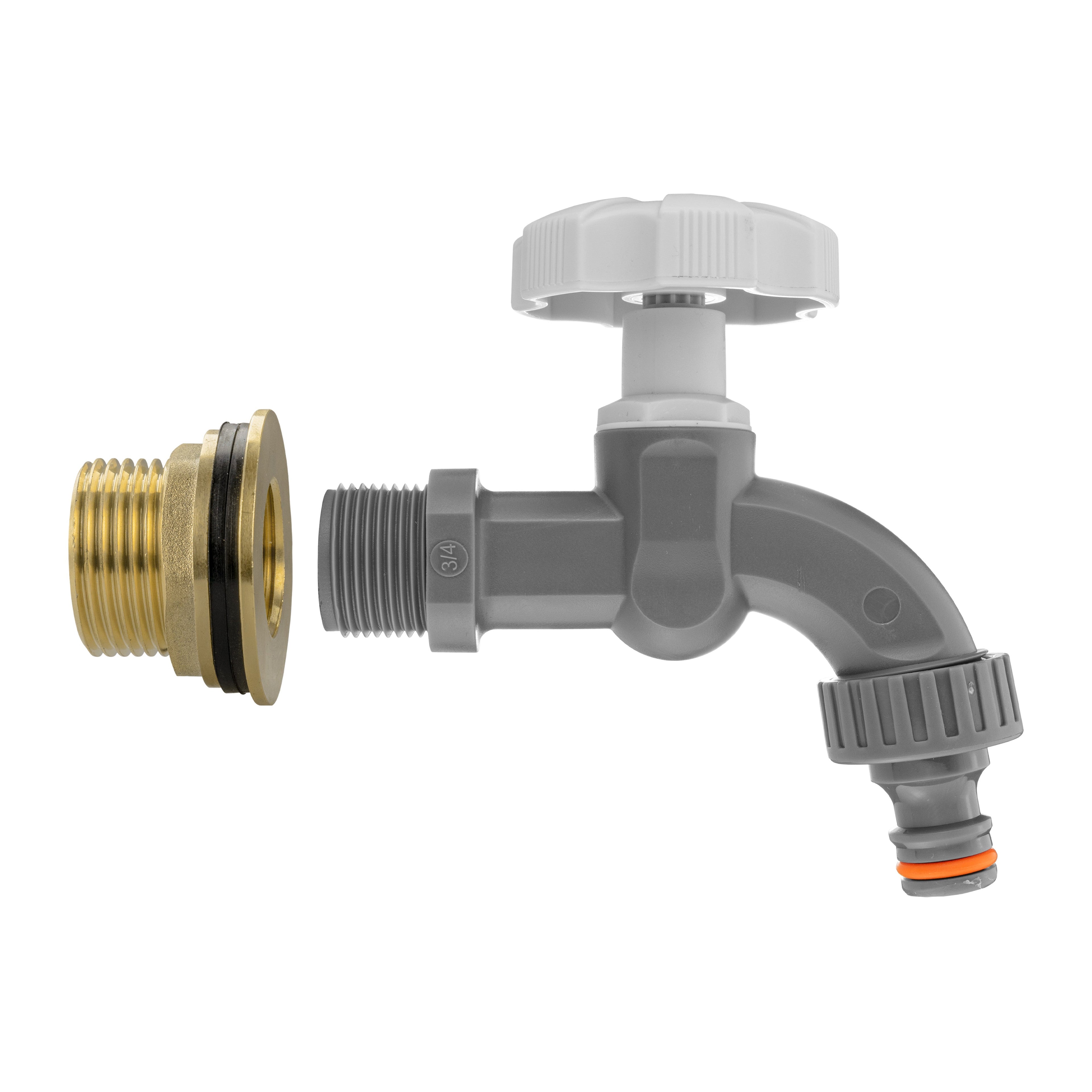 Water Butt Brass Kit 1" with Grey Dial Tap