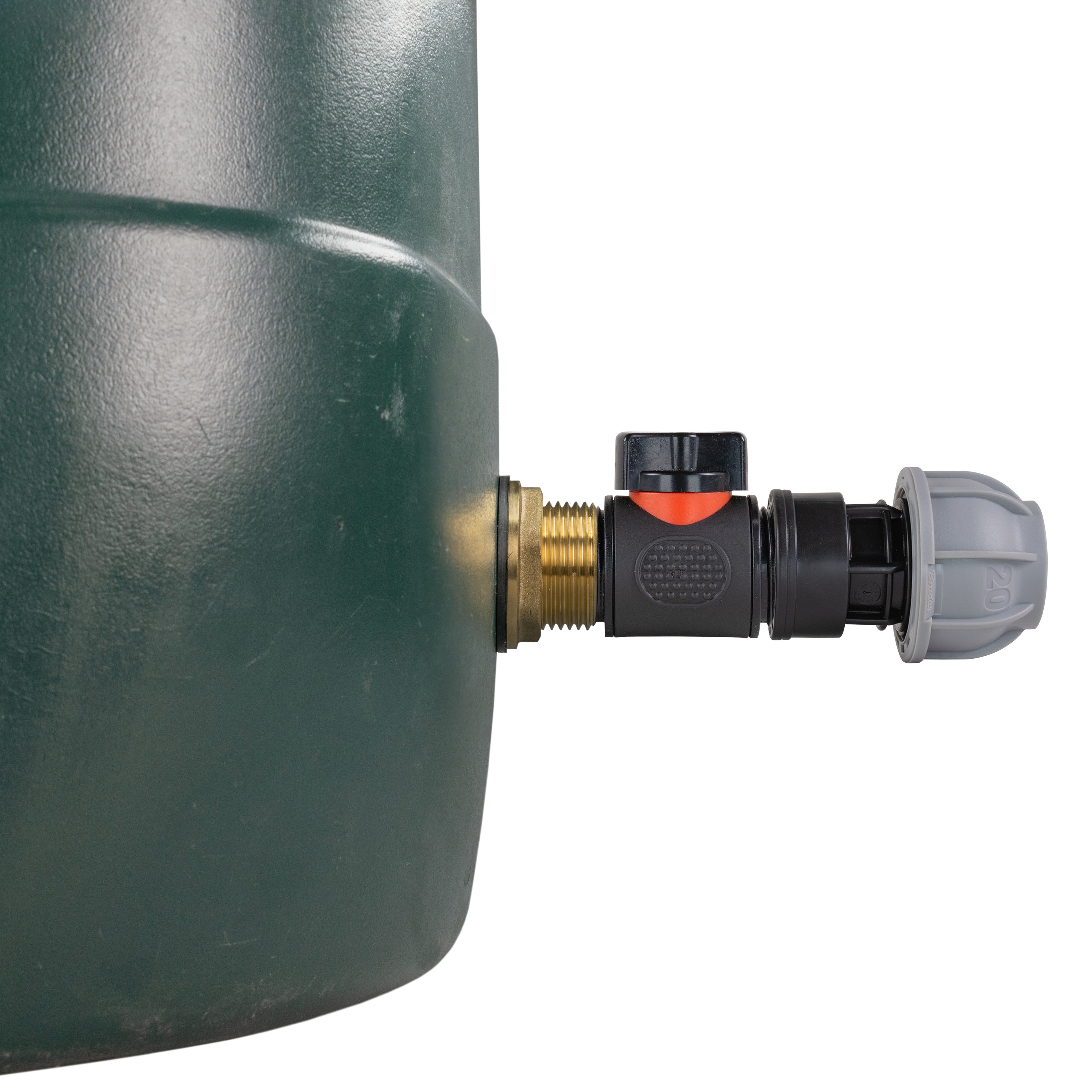 Water Butt Brass Kit 1" with In-Line Valve + 20mm MDPE