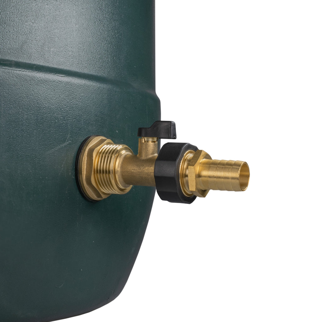 Water Butt Brass Kit 1" with Brass Valve + 19mm Barb