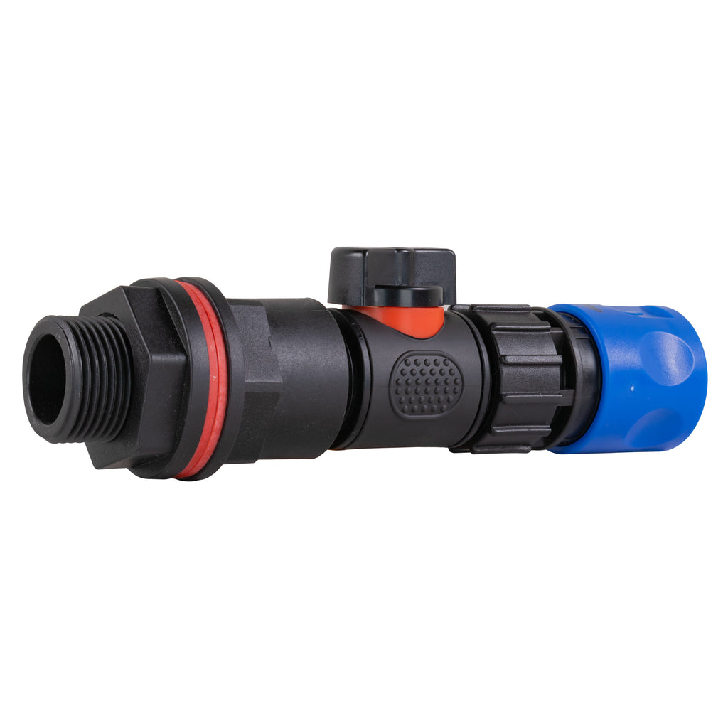 Water Butt Kit 3/4" with In-Line Valve + Female Quick Connector Blue