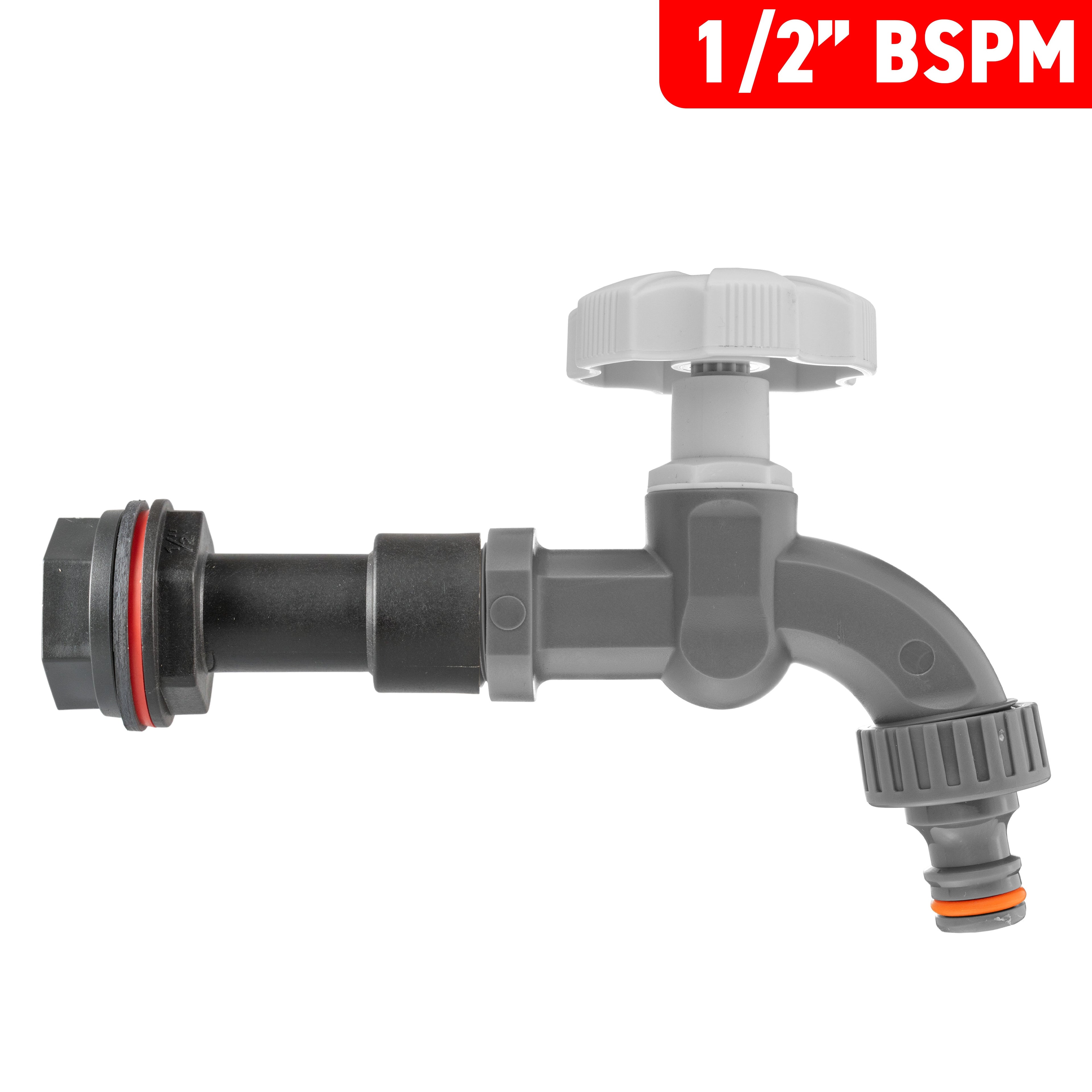 Water Butt Extension Kit 1/2" with Grey Dial Tap and Drill Bit