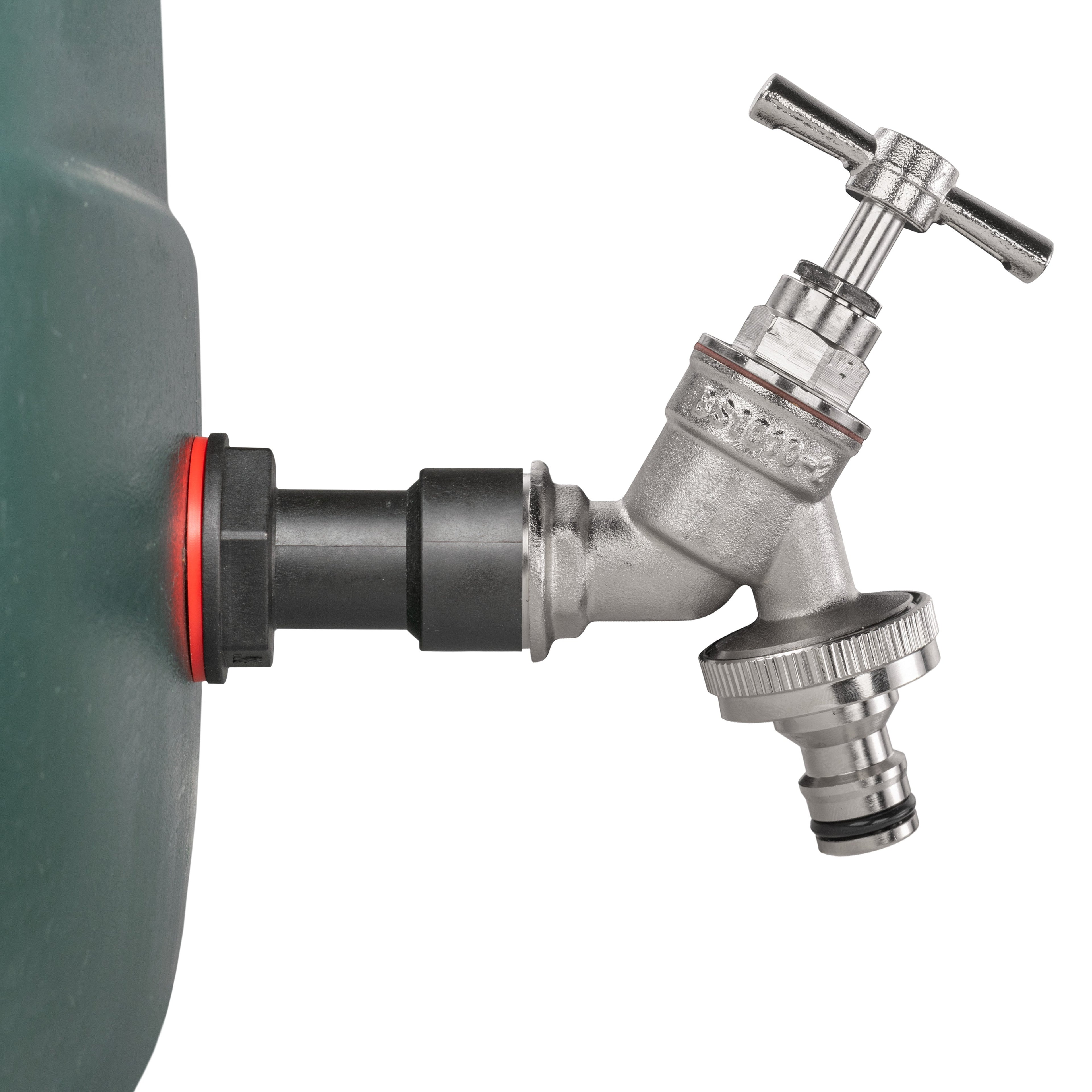 Water Butt Extension Kit 1/2" with Nickel Plated Quick Connect Tap and Drill Bit