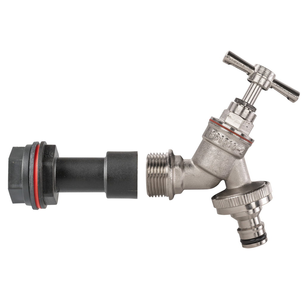 Water Butt Extension Kit 1/2" with Nickel Plated Quick Connect Tap and Drill Bit