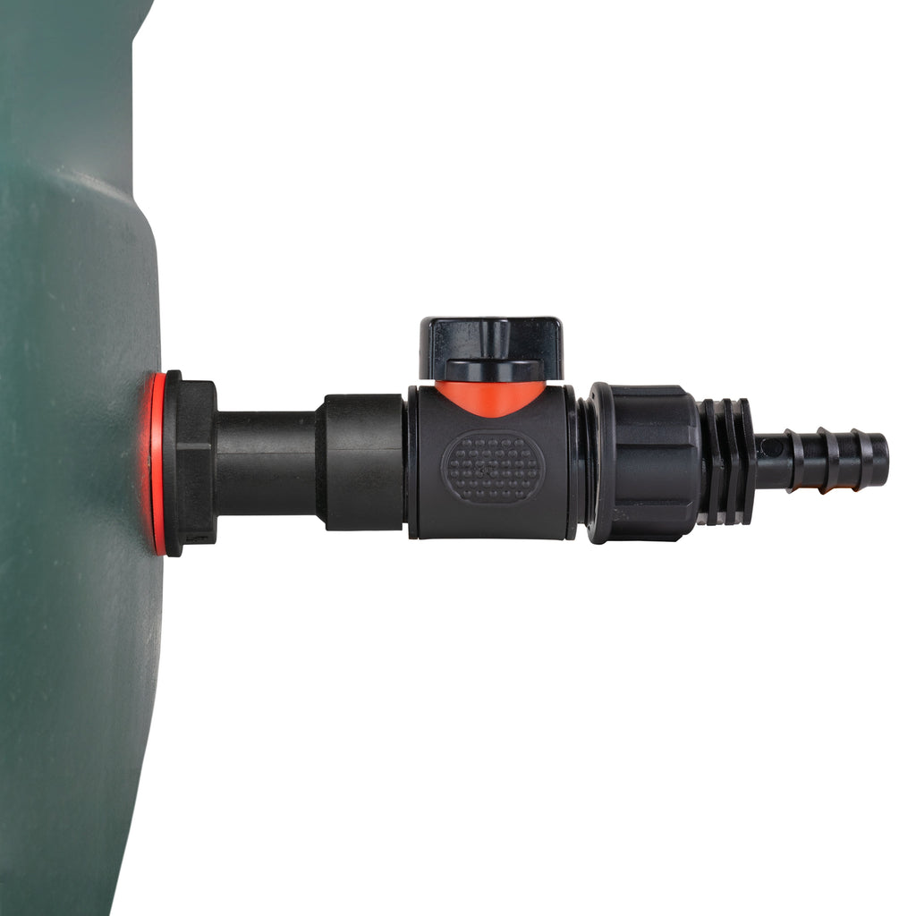 Water Butt Extension Kit 3/4" with In-Line Valve + 16mm Barb and Drill Bit