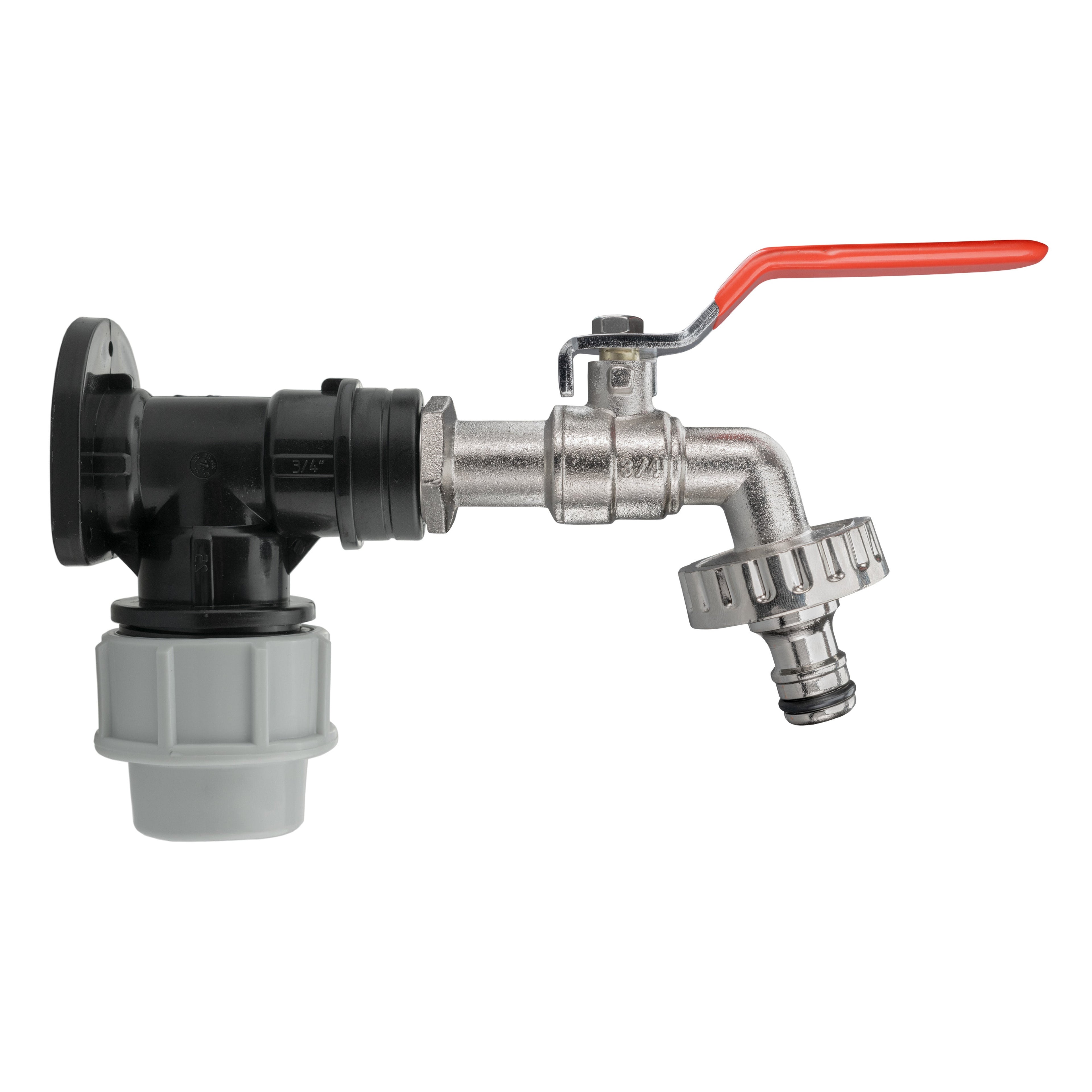 Wall Flange Kit 25mm MDPE + Quick Connect Lever Tap
