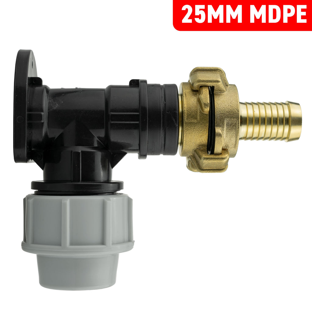 Wall Flange Kit 25mm MDPE + 19mm Barbed Geka Set