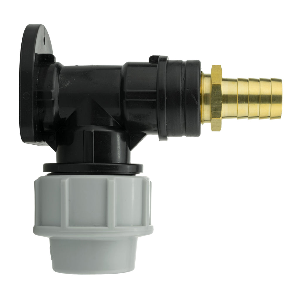Wall Flange Kit 32mm MDPE + 19mm Brass Barb