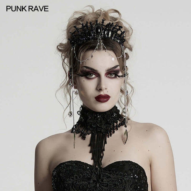 Punk Rave Effie Gorgeous Black Crystal Headband