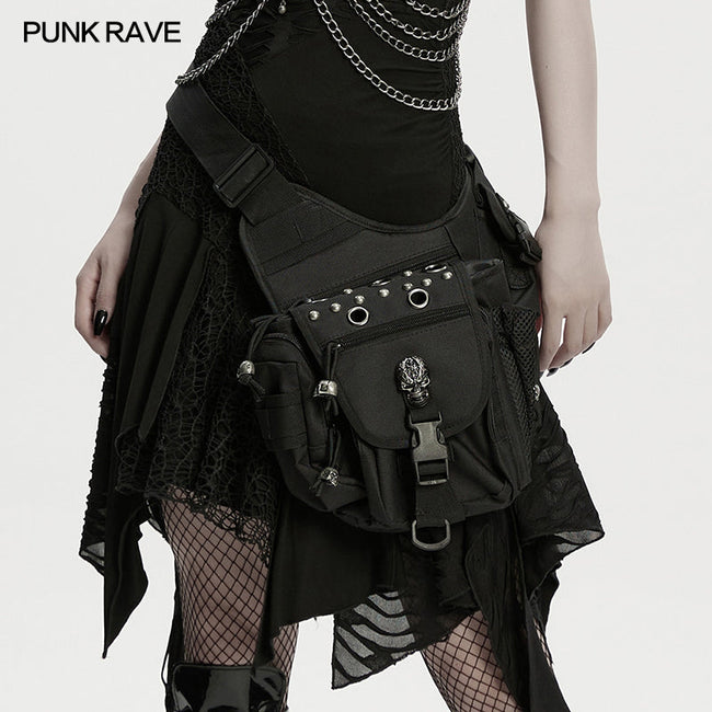 Borsa da vita e gamba Techwear con teschio Punk Rave