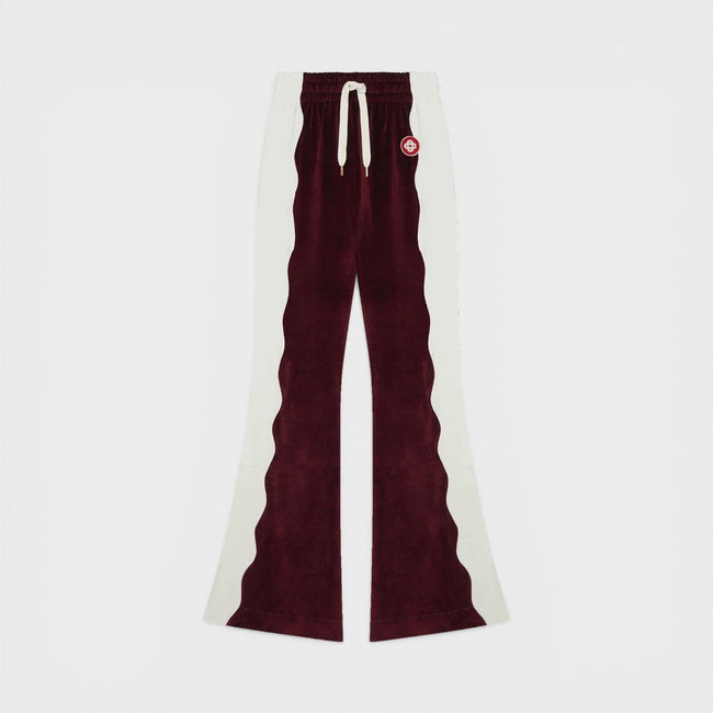 Burgundy Velour Panelled Track Pant