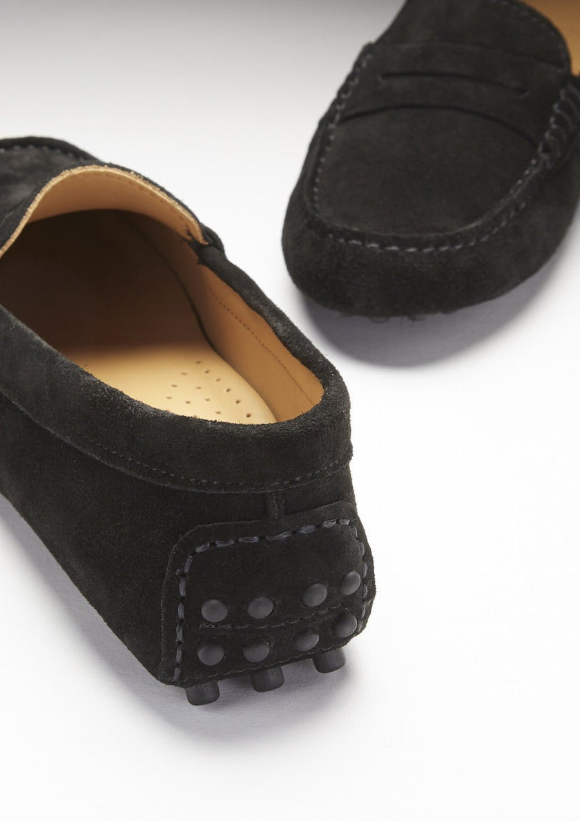 Women's Penny Driving Loafers, black suede