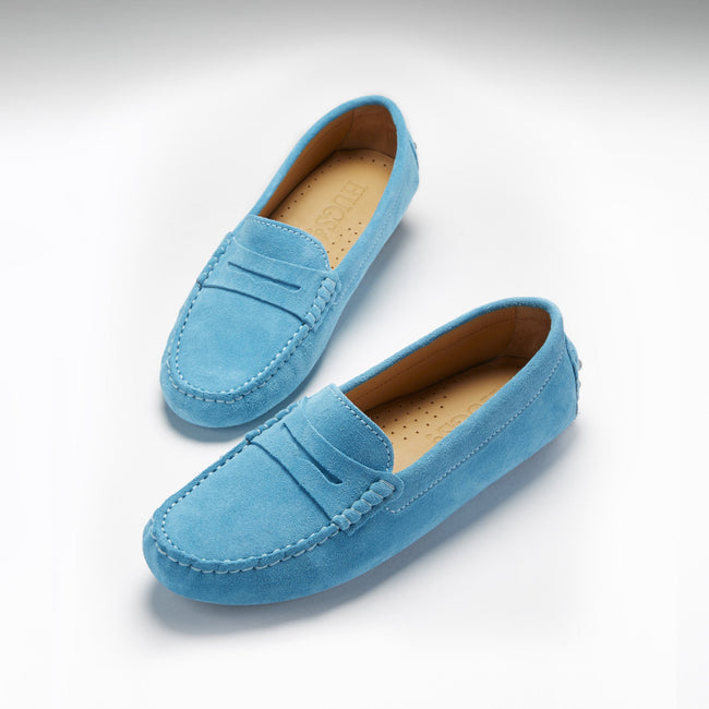Women's Penny Driving Loafers, turquoise suede