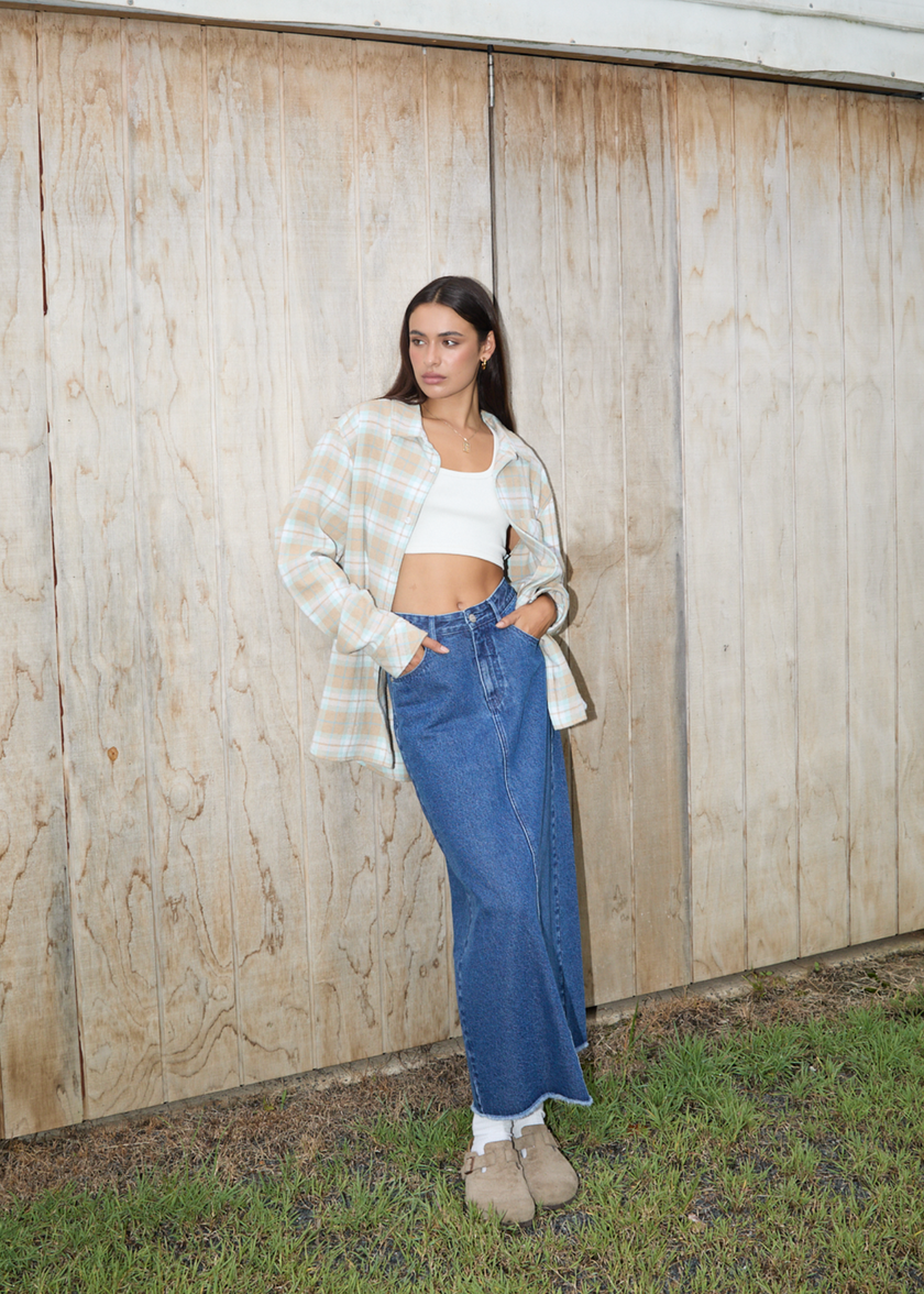 Afends Chichi- Denim Midi Skirt