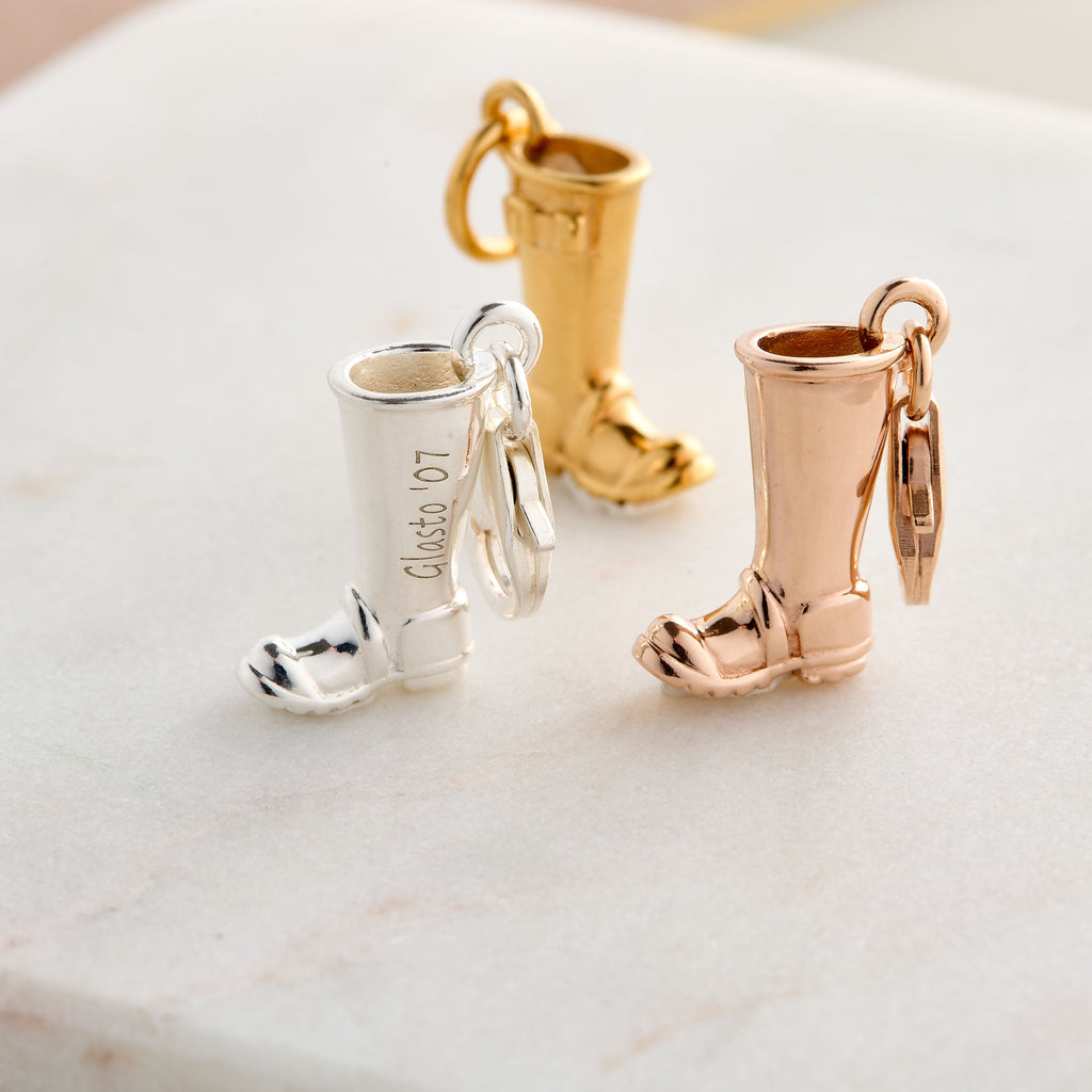 Welly Boot Personalised Silver Charm
