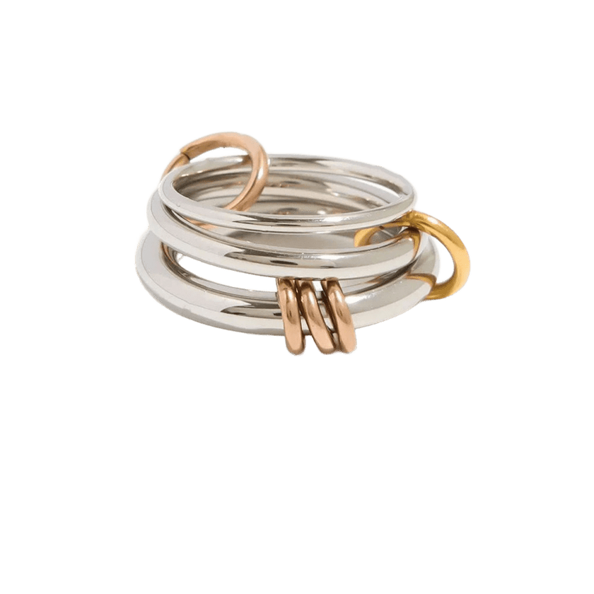 18K Elegant Silver&Bronze&Gold Stacked Rings