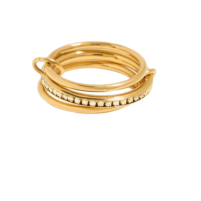 Gold Multi-Band Hoop & Zircon Stacked Ring