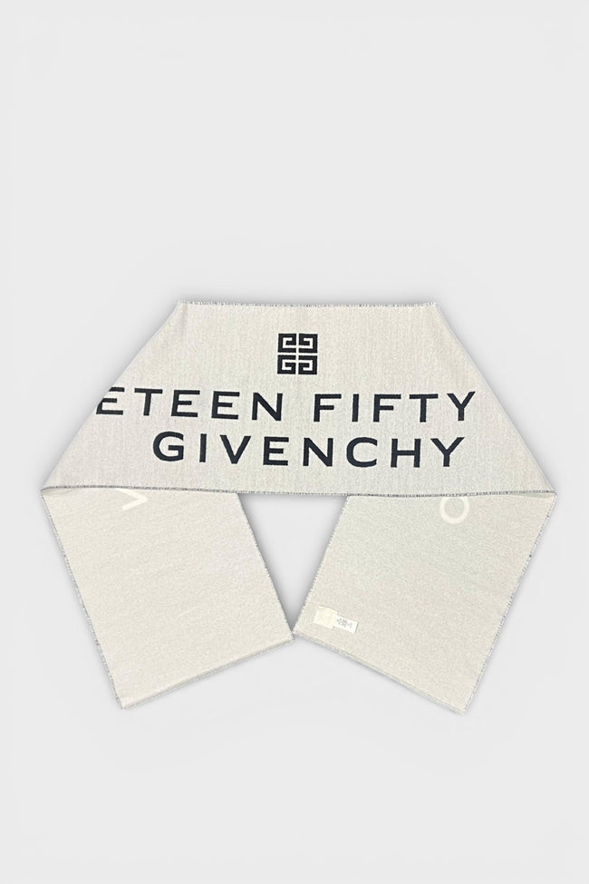Šedá vlněná šála Givenchy s logem a datem
