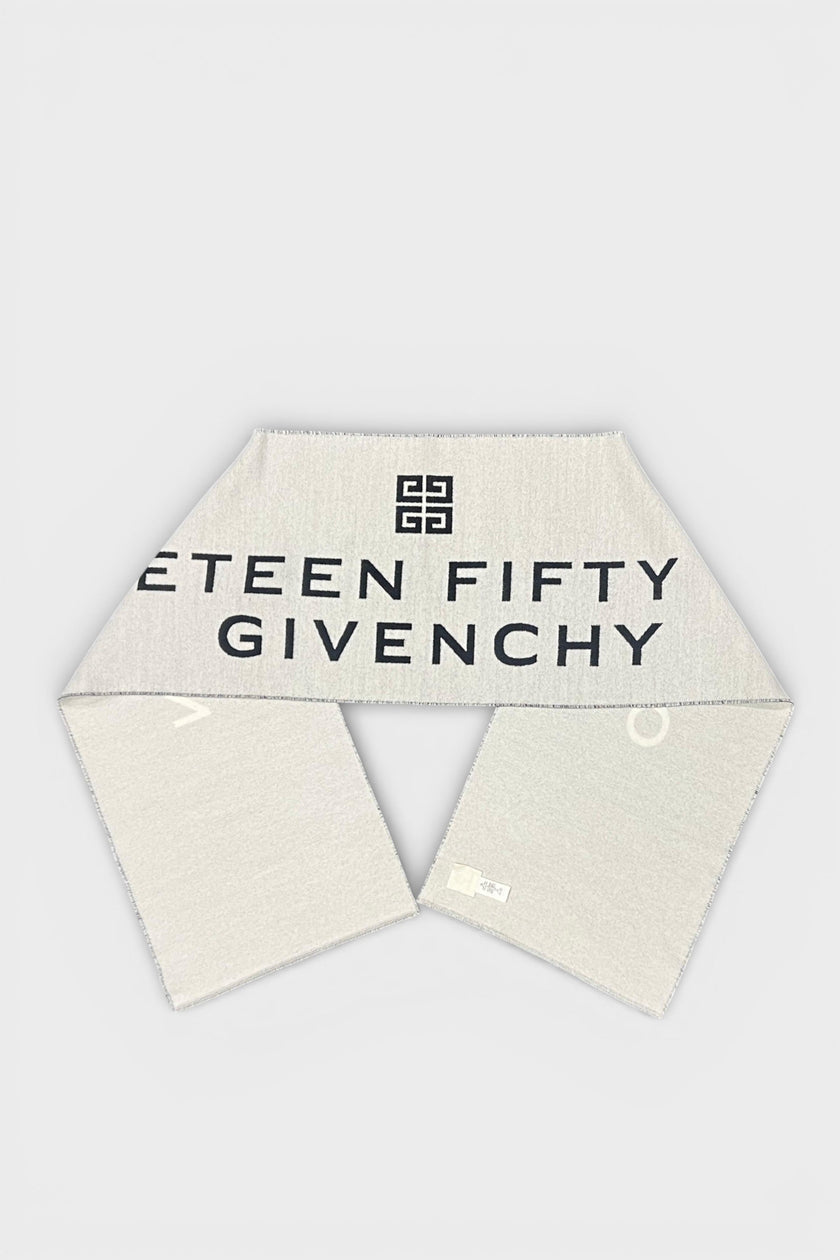 Givenchy Date Logo Print Wool Scarf Grey