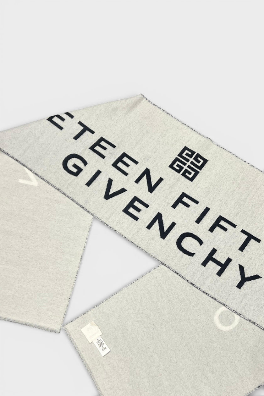 Givenchy Date Logo Print Wool Scarf Grey