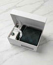 Deep Teal Jacquard Tie Set with Cufflinks & Pocket Square