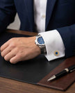 Ornate Blue & Gold Round Cufflinks