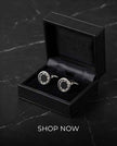 Luxe Black Dial & Crystal Embellished Cufflinks