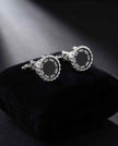 Luxe Black Dial & Crystal Embellished Cufflinks