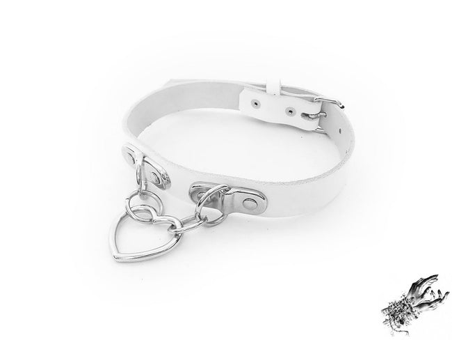White Bound Heart Ring Choker