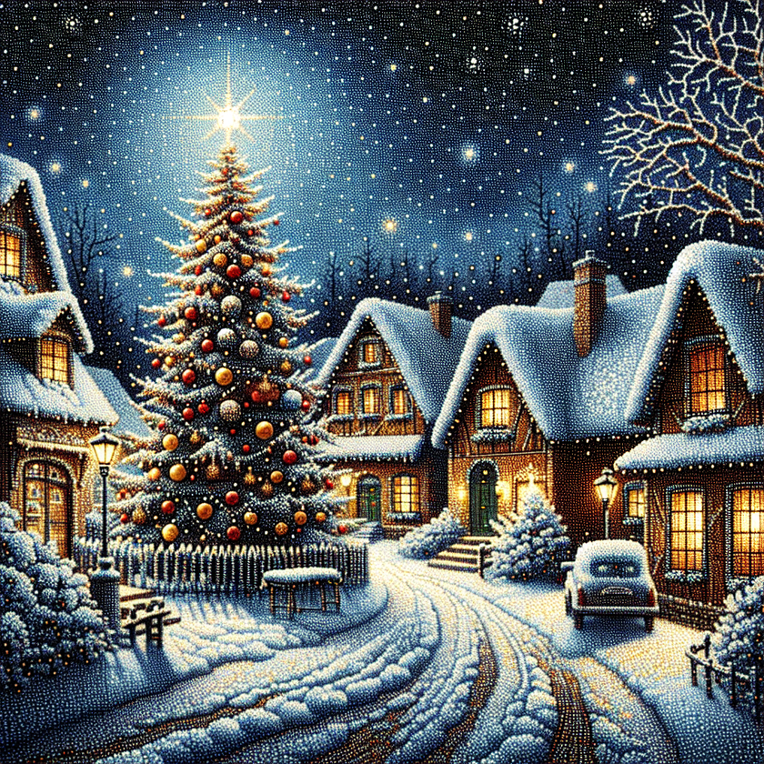 Winter's Melancholy Village Canvas