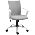 Vinsetto Office Chair Linen Swivel Computer Desk Chair Home Study Task Chair with Wheels, Arm, Adjustable Height, Light Grey